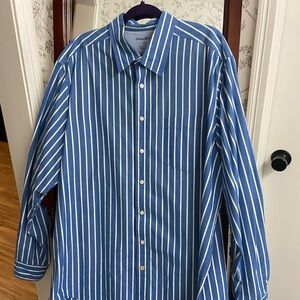 Eddie Bauer Blue and White Striped Men's Shirt